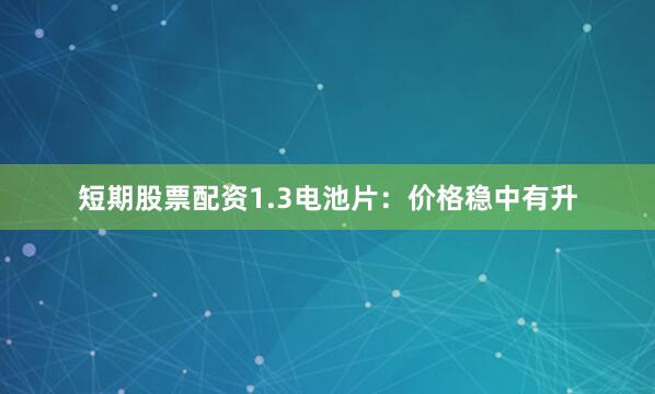 短期股票配资1.3电池片：价格稳中有升